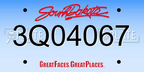 3Q04067 South Dakota License Plate