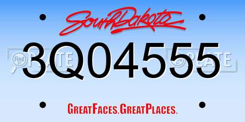 3Q04555 South Dakota License Plate