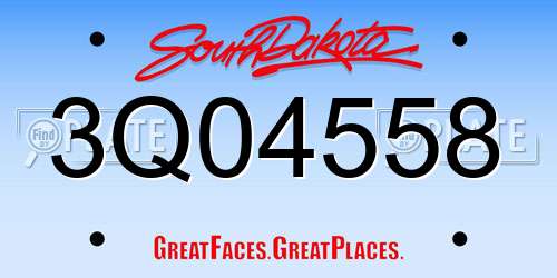 3Q04558 South Dakota License Plate