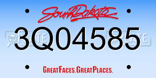 3Q04585 South Dakota License Plate
