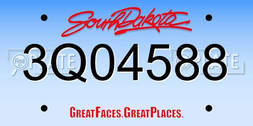 3Q04588 South Dakota License Plate