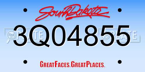 3Q04855 South Dakota License Plate