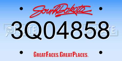 3Q04858 South Dakota License Plate