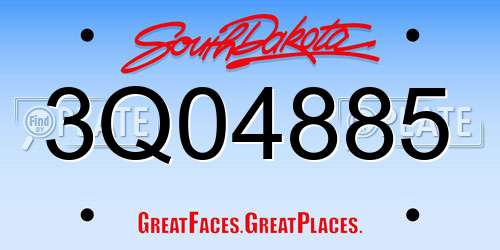 3Q04885 South Dakota License Plate