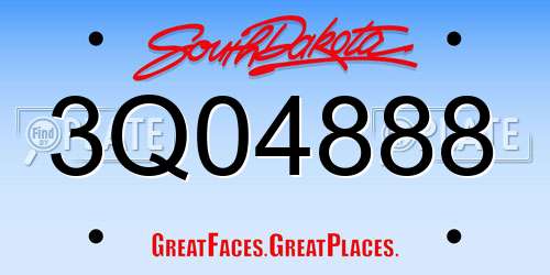3Q04888 South Dakota License Plate
