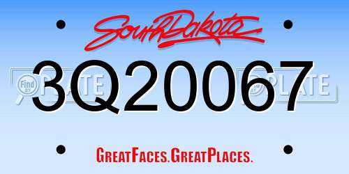 3Q20067 South Dakota License Plate