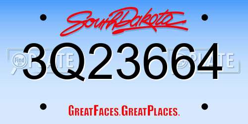 3Q23664 South Dakota License Plate