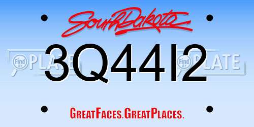 3Q44I2 South Dakota License Plate