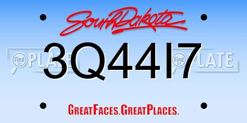 3Q44I7 South Dakota License Plate