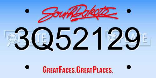 3Q52129 South Dakota License Plate