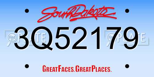 3Q52179 South Dakota License Plate