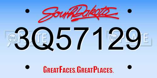 3Q57129 South Dakota License Plate