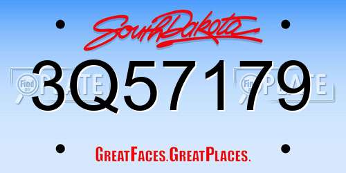 3Q57179 South Dakota License Plate