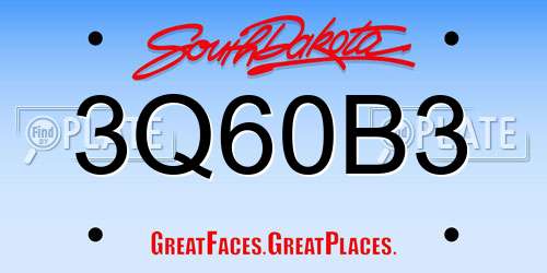 3Q60B3 South Dakota License Plate