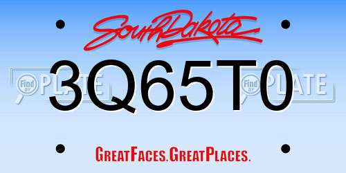 3Q65T0 South Dakota License Plate