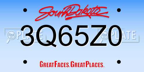 3Q65Z0 South Dakota License Plate