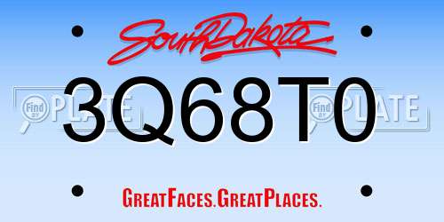 3Q68T0 South Dakota License Plate