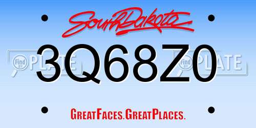 3Q68Z0 South Dakota License Plate