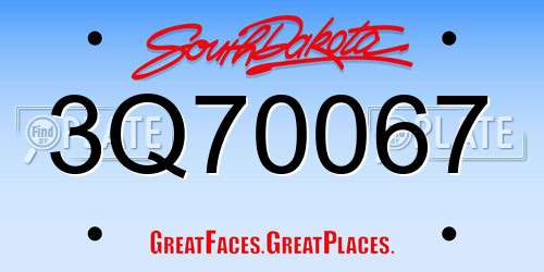 3Q70067 South Dakota License Plate