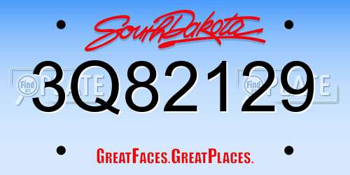 3Q82129 South Dakota License Plate