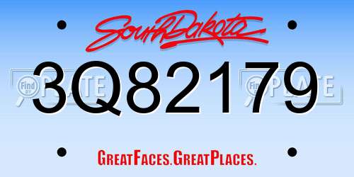 3Q82179 South Dakota License Plate