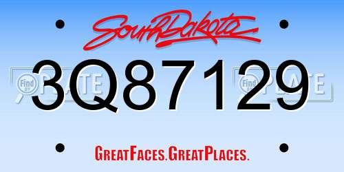 3Q87129 South Dakota License Plate