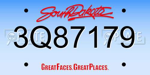 3Q87179 South Dakota License Plate