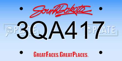 3QA417 South Dakota License Plate
