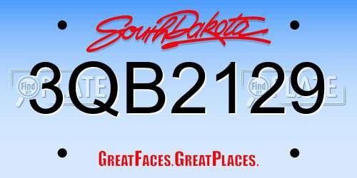 3QB2129 South Dakota License Plate