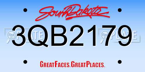 3QB2179 South Dakota License Plate