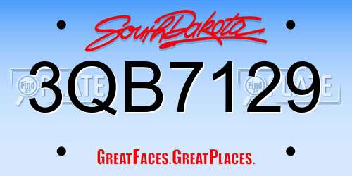 3QB7129 South Dakota License Plate
