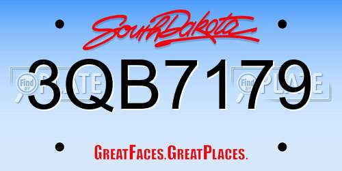 3QB7179 South Dakota License Plate