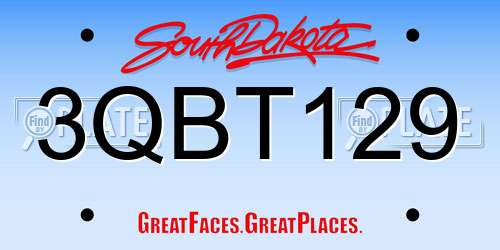3QBT129 South Dakota License Plate