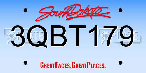 3QBT179 South Dakota License Plate