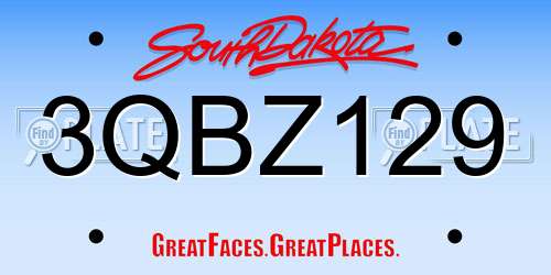 3QBZ129 South Dakota License Plate