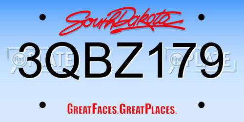 3QBZ179 South Dakota License Plate
