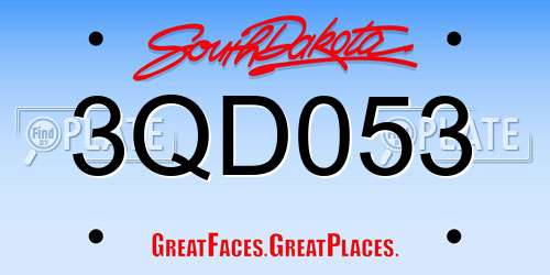 3QD053 South Dakota License Plate