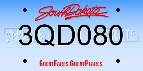 3QD080 South Dakota License Plate