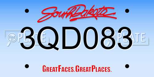 3QD083 South Dakota License Plate