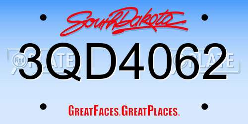3QD4062 South Dakota License Plate
