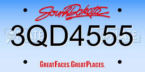 3QD4555 South Dakota License Plate