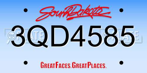 3QD4585 South Dakota License Plate