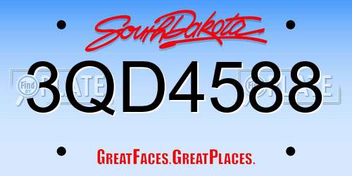 3QD4588 South Dakota License Plate