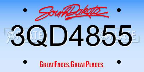 3QD4855 South Dakota License Plate