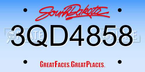 3QD4858 South Dakota License Plate