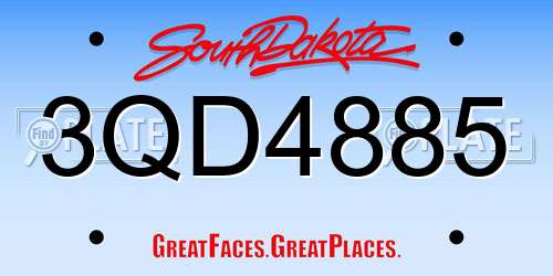 3QD4885 South Dakota License Plate