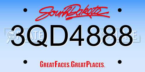 3QD4888 South Dakota License Plate