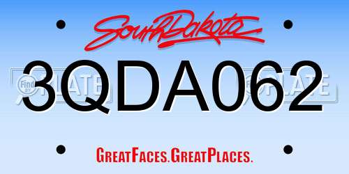 3QDA062 South Dakota License Plate