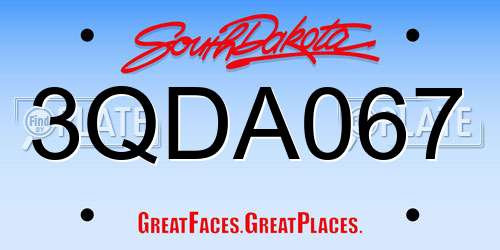 3QDA067 South Dakota License Plate