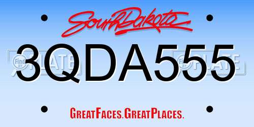 3QDA555 South Dakota License Plate